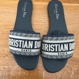 Dior Navy and Cream Sandals